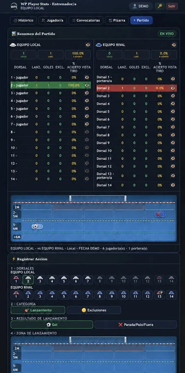 Entrenador/a · Partido en curso en WP Player Stats